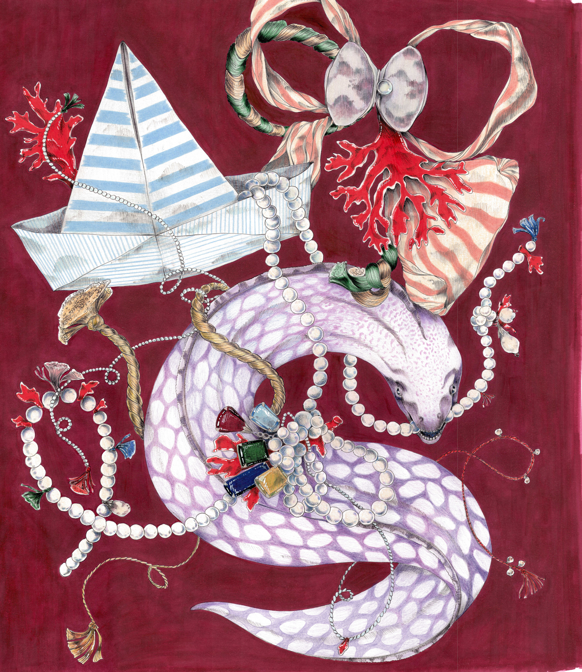 Francesca Colombo - marine wunderkammer - pearls - corals - velvet muray - jewels - wallpapers - Paris - illustration - Home Page
